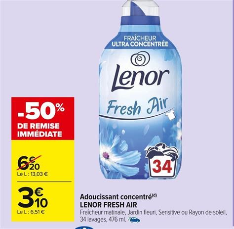 Promo Lenor fresh air adoucissant concentré chez Carrefour Market