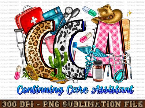 Cca Continuing Care Assistant Sublimation Png Design Hand Drawn Digital Download Printable