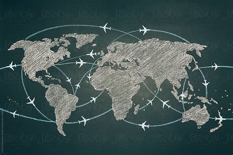 World Map With Plane