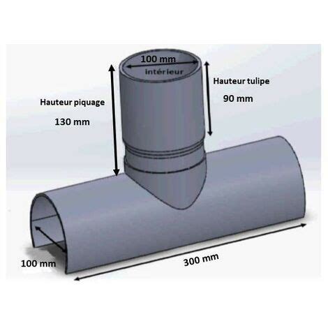 Selle de branchement PVC 100x100 mm à 90 degré long de 30cm