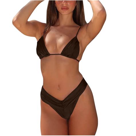 Saving UTSJKR Women S Halter Sexy Triangle Bikini Set Ruched High Waisted Two Piece Swimsuit 2