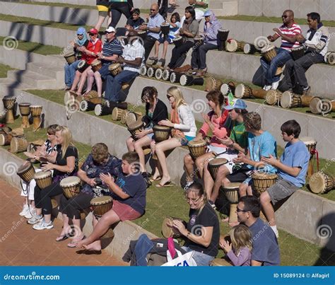 Holidaymakers Learning To Beat African Drums Editorial Stock Image ...