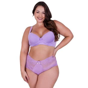 Conjunto de Lingerie Plus Size Sutiã e Calcinha Cintura Alta de Renda