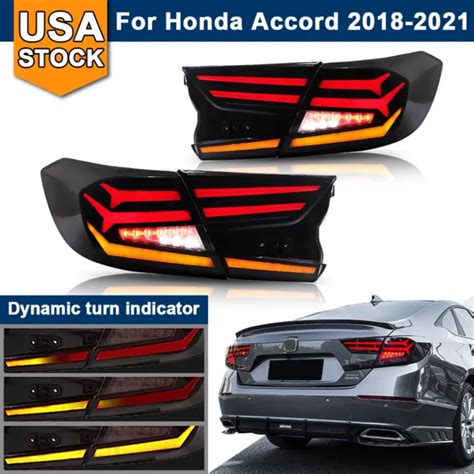 SMOKED LED TAIL Lights For Honda Accord 2018 2021 Sequential Rear Lamps