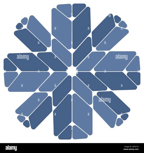 Mosaic Snowflake Stained Glass Abstract Pattern Blue Monochrome Vector