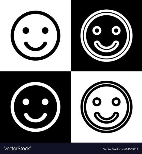 Smile icon black and white icons line Royalty Free Vector