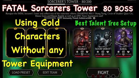 Mk Mobile Fatal Sorcerers Tower 80 Boss Using Gold Characters Without