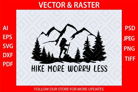 Hike More Worry Less Svg Hiking Svg File Graphic By Hungry Art