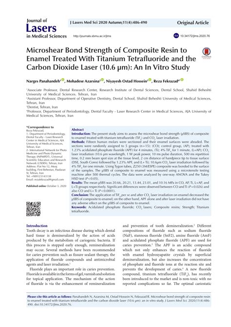 Pdf Microshear Bond Strength Of Composite Resin To Enamel Treated