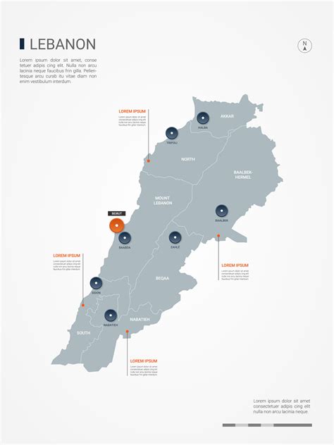 Lebanon Map Borders Cities Capital Beirut: стоковая векторная графика