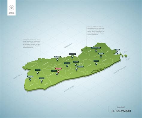 Premium Vector Stylized Map Of El Salvador Isometric D Green Map