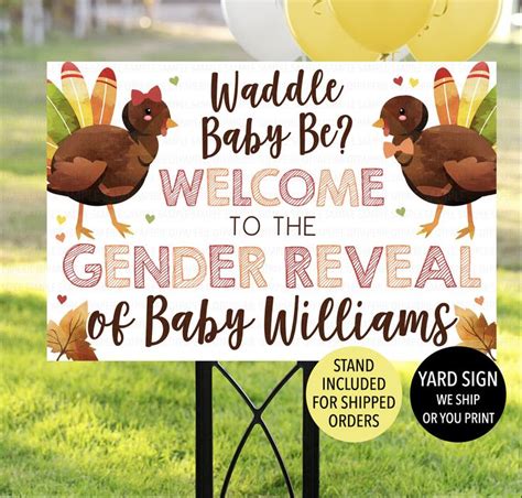 Thanksgiving Gender Reveal Sign Turkey Gender Reveal Welcome Waddle