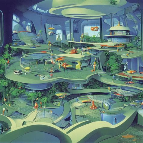 KREA AI - concept art of jetsons cartoon indoor scenario of ...