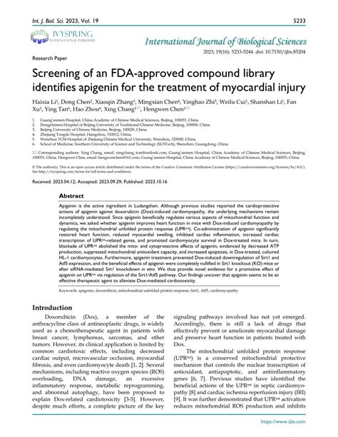 PDF Screening Of An FDA Approved Compound Library Identifies Apigenin