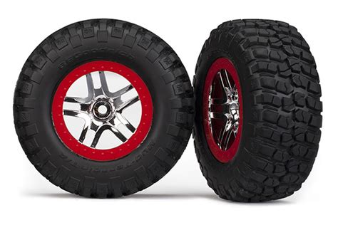 Traxxas A Sct Split Spoke Chrome Red Beadlock Wheels Bfgoodrich