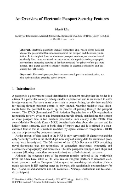 Pdf An Overview Of Electronic Passport Security Features