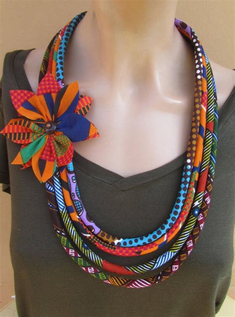 Fabric Flower Necklace Ankara Bib Necklace African Jewelry Etsy