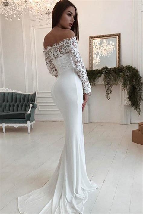 Mermaid Wedding Dress Long Sleeves Off The Shoulder Bridal Dress With