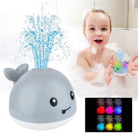 Baby Light Up Whale Bath Toys Aspersor Autom Tico Brinquedos De