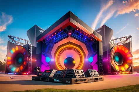 Premium AI Image | Photo of a vibrant music festival stage setup with ...