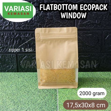 Jual FLAT BOTTOM ECOPACK Window 2000gram FB Kpack Kemasan Kopi