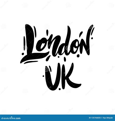 London Uk Hand Drawn Vector Lettering Travel Sing Stock Illustration