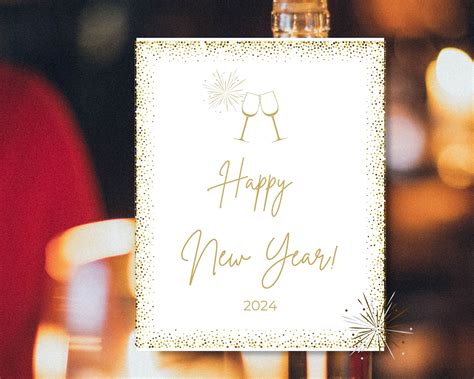 HAPPY NEW YEAR Wine Bottle Printable Label L Holiday Wine Bottle Label