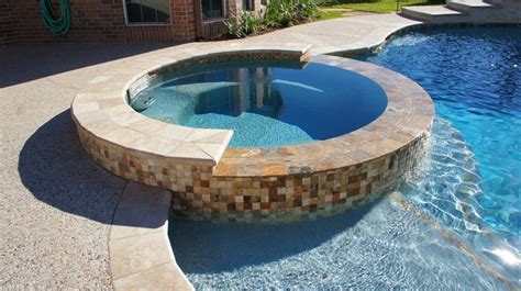 Beautiful Negative Edge Spa Spillway Custom Pool Water Features