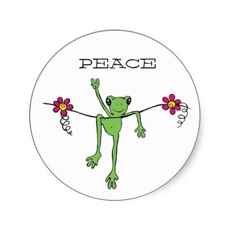 Peacefroggy Peace Classic Round Sticker Peace Frog