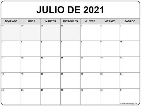 Julio De 2019 Calendario Gratis Calendario De