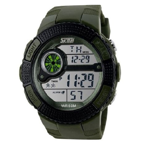 M Waterproof Digital Chronograph Watch With Timer Green Latestgadget