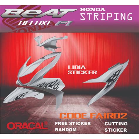 Jual Striping Beat Deluxe Stiker Beat Motif Api Bahan Oracal Cutting