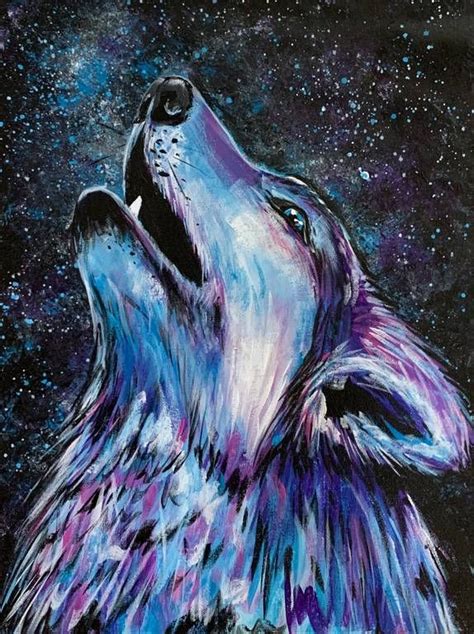 Acrylic Wolf Painting