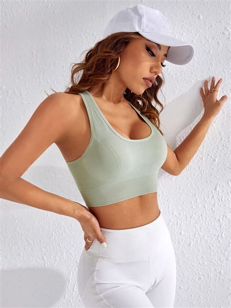 Yoga Trendy Cut Out Racer Back Sports Bra With Phone Pocket Shein Usa