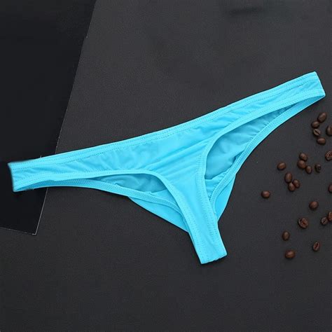 BIKINI EXTENSIBLE BLANC Homme GString TBack Slips Basse Hauteur Avec
