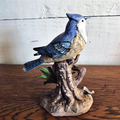 Vintage Ceramic Blue Jay Figurine Homco Etsy