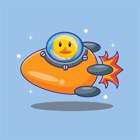 Pato Bonito Astronauta Montando Foguete Feito Por Ilustra O Vetorial