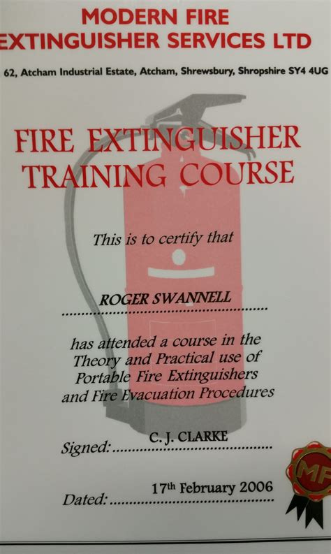 Fire Extinguisher Training Course Roger Swannell