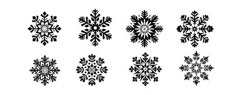 Set of snowflakes silhouette isolated on white background. Christmas ...