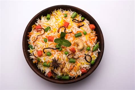 Premium Photo Indian Vegetable Pulav Or Biryani Made Using Basmati