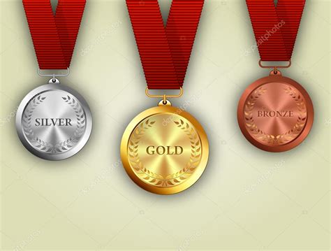 Set Of Gold Silver And Bronze Medals Stock Vector Royalty Free Vector