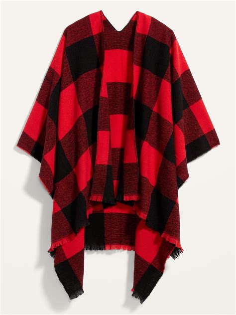 Cozy Flannel Open Front Poncho For Women Old Navy Open Front Poncho Cozy Flannel Plaid Poncho