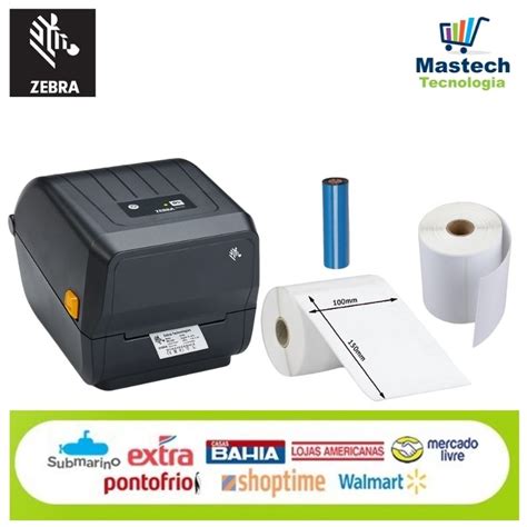 Combo Zebra Zd220 490 Etiquetas 100x150mm Papel Couche 1 Fita