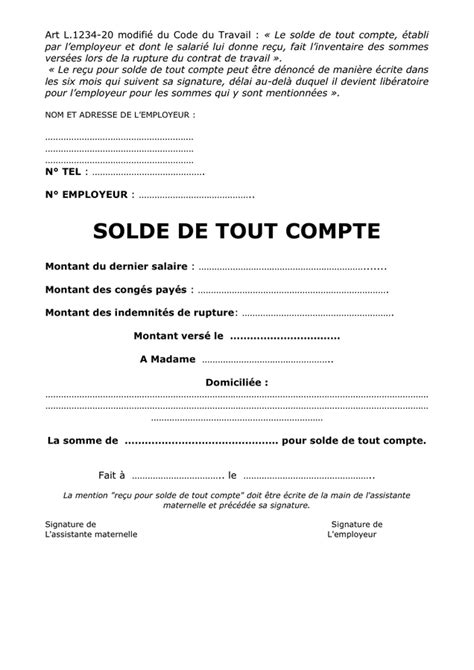 Exemple Solde De Tout Compte Doc Pdf Page Sur