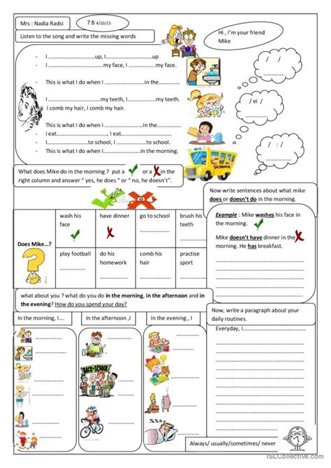 Daily Routines English Esl Worksheets Pdf Doc