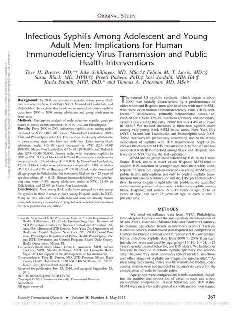 Infectious Syphilis Among Adolescent And Young 3 Pdf Men Who Have