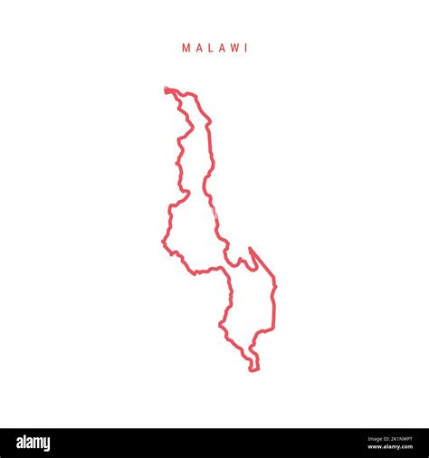 Malawi Editable Outline Map Malawian Red Border Country Name Adjust