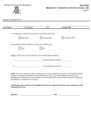 Fillable Online Arc Losrios SPECIAL FINANCIAL CIRCUMSTANCES Appeal Form