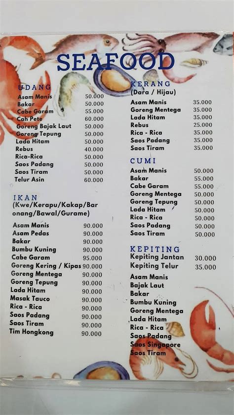 Menu At Bajak Laut Seafood Rajawali Restaurant Central Jakarta