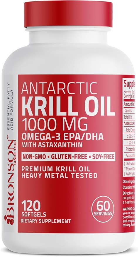 Bronson Antarctic Krill Oil Mg Met Astaxanthine Softgels